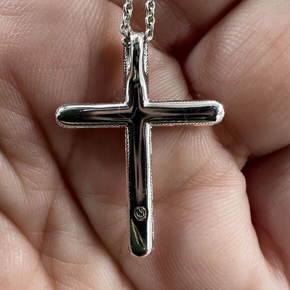 Napier Cross Necklace STERLING SILVER 18" CUBIC ZIRCONIA CROSS PENDANT Religious - Picture 4 of 9